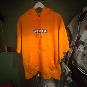Vintage Y2K 2000s Thrashed Nike Orange Short Sleeve Hoodie (XL) ADIDAS chopped